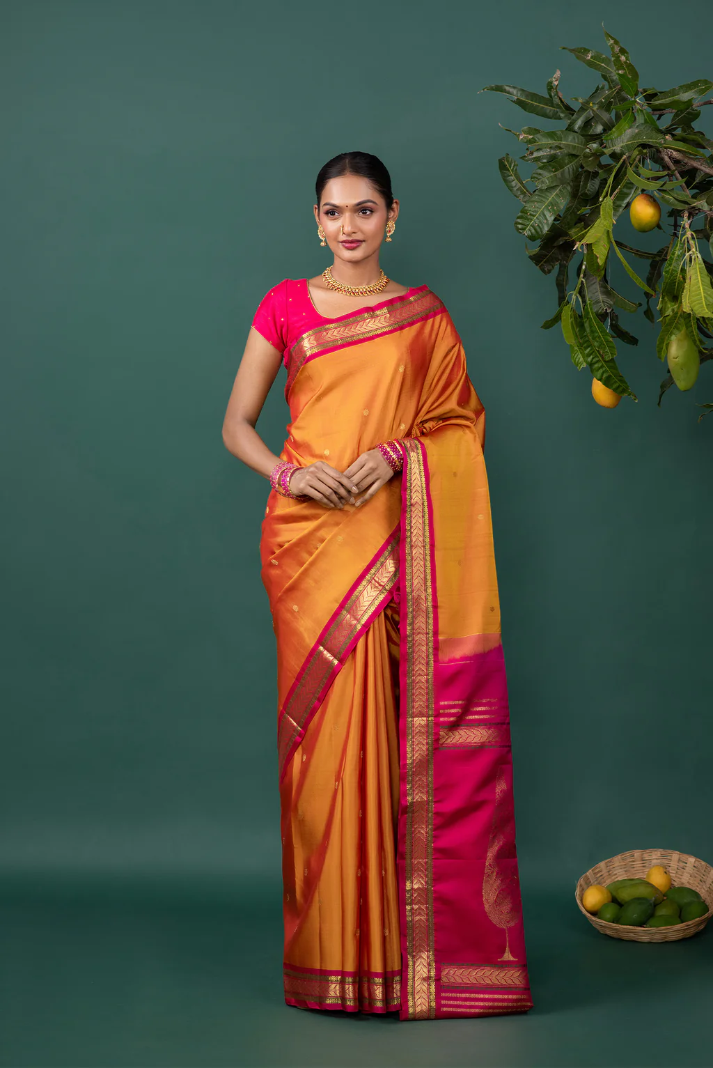 Pista Green Dual Tone Soft Silk Saree