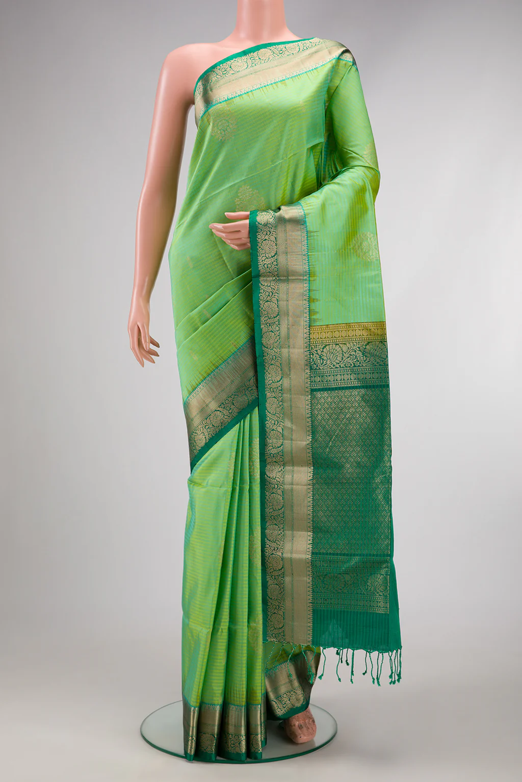 Pista Green Dual Tone Soft Silk Saree